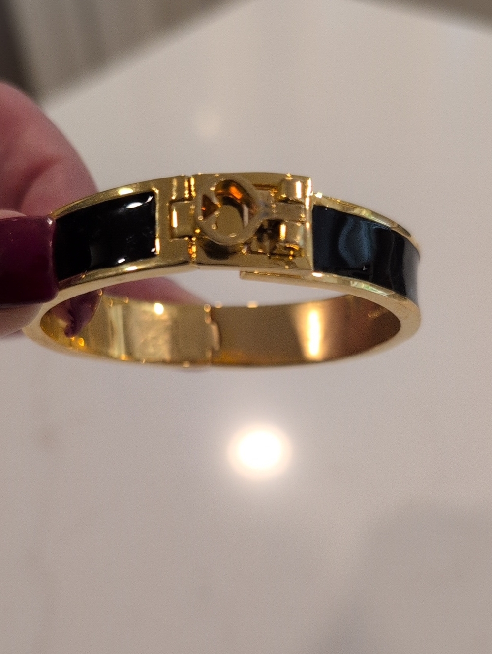 Kate Spade Gold-Tone Bangle Bracelet with Black Enamel. - Picture 3 of 5